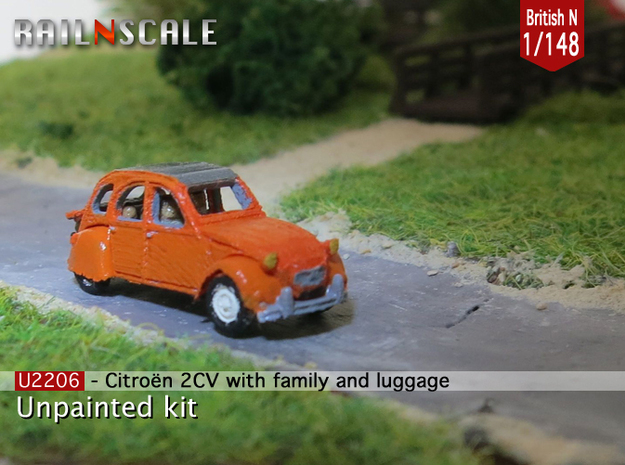Citroën 2CV - family on tour (British N 1:148) in Tan Fine Detail Plastic