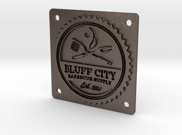 Bluff City 2" Badge in Polished Bronzed Silver Steel