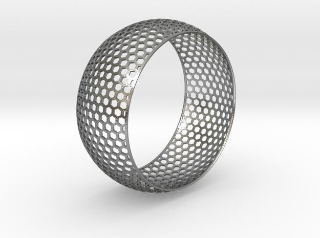 Vertical Honey Comb Rounded Bracelet in Natural Silver