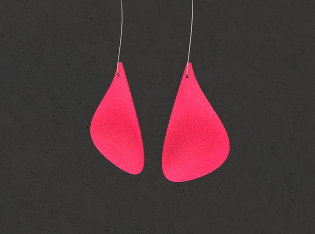 LEAF_pair of earrings in Pink Processed Versatile Plastic