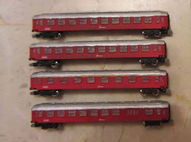 DSB Intercity train T gauge 1:450 (Cars only) in Tan Fine Detail Plastic