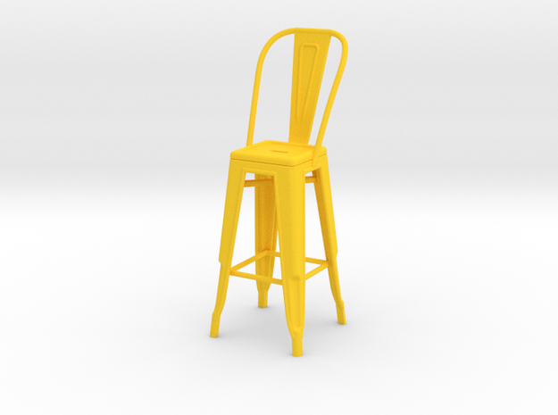 1:12 Tall Pauchard Stool, with High Back in Yellow Processed Versatile Plastic