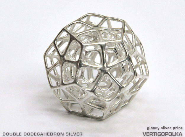 Double Dodecahedron Silver in Polished Silver