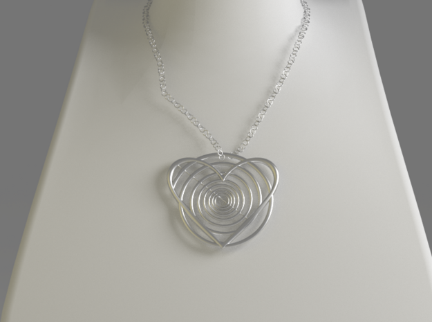 Hypnotic Heart Pendant in Polished Silver