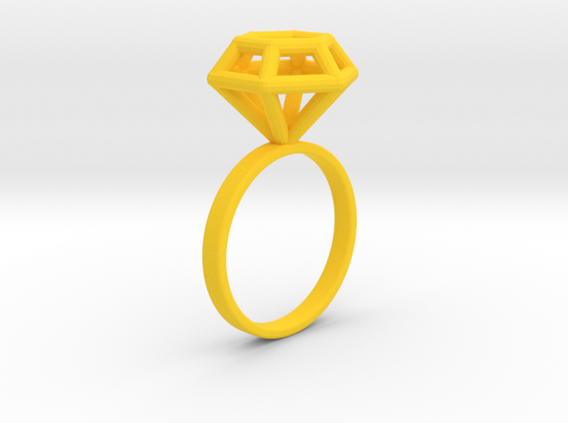 Wireframe Diamond Ring (size 7) in Yellow Processed Versatile Plastic