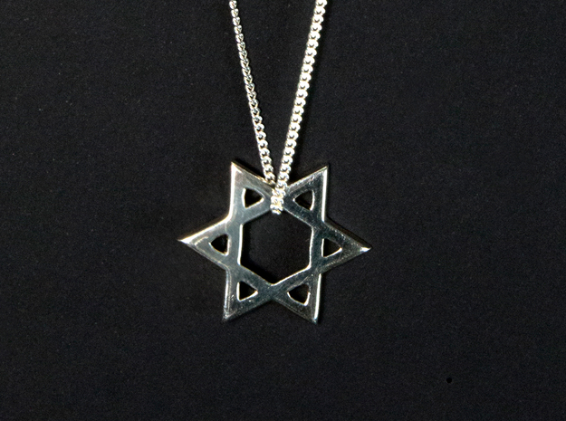 "Star of David" pendant in Fine Detail Polished Silver