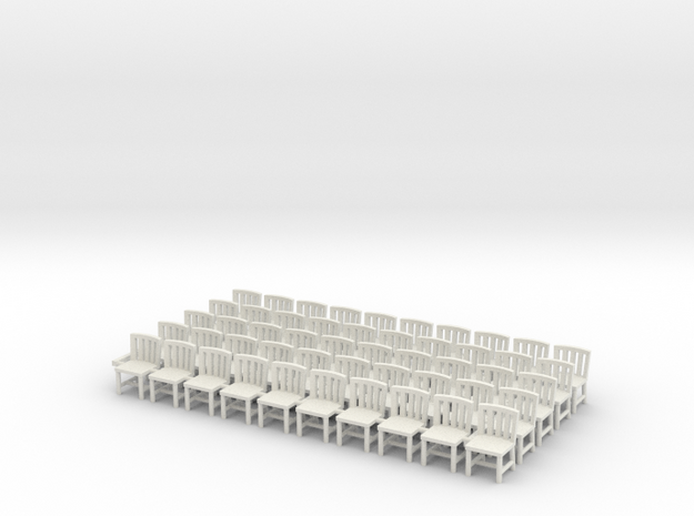 HO Scale Chairs X50 in White Natural Versatile Plastic