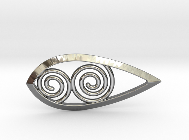 Tear Spiral Pendant in Fine Detail Polished Silver
