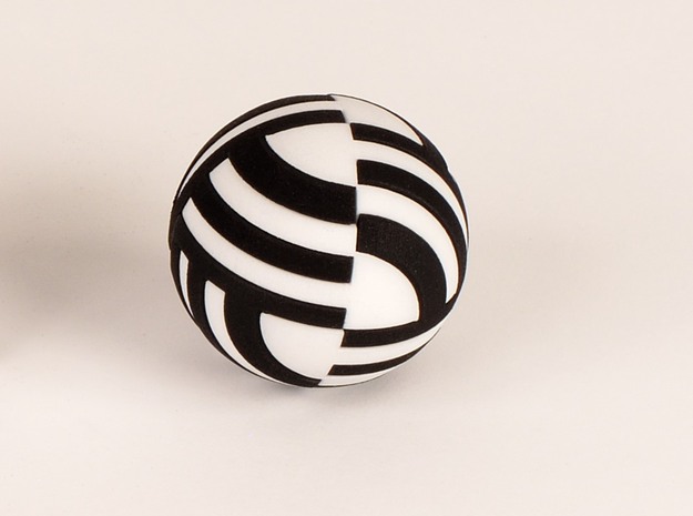 Sphere Version Of Simple Cube Negative 4 Pieces in Black Natural Versatile Plastic