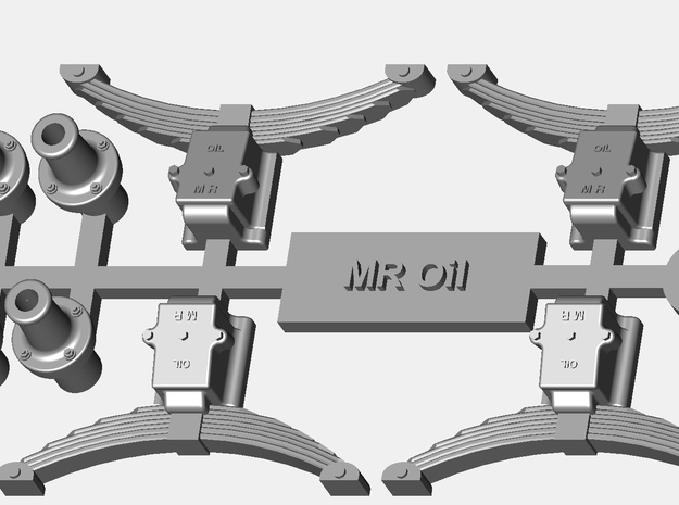 MR Oil Axleboxes, springs and buffers in Tan Fine Detail Plastic