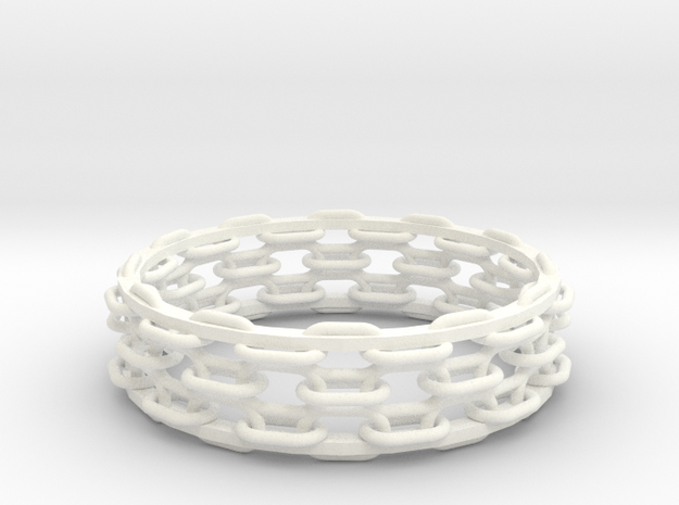 Open Chain Bangle in White Processed Versatile Plastic