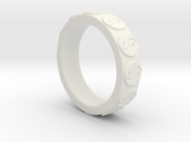 Yin Yang Ring - EU Size 62 in White Natural Versatile Plastic