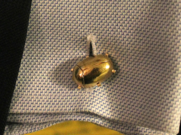 Cufflinks - Beetles with Tiny Feet in Natural Brass