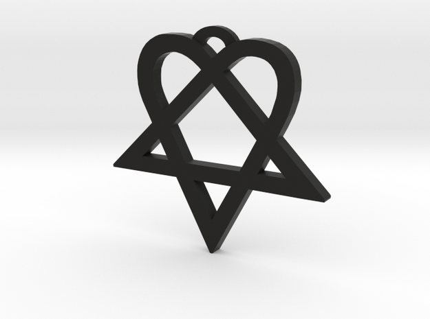 Heartagram (L) in Black Natural Versatile Plastic