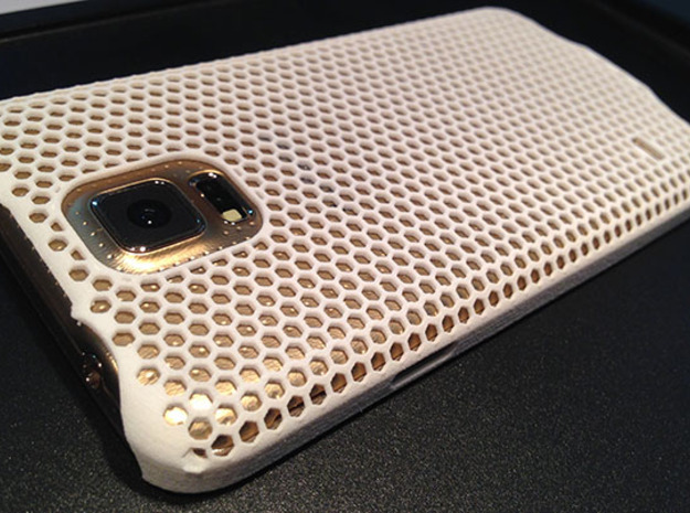 Galaxy S5 Honeycomb Patterned Case  in White Processed Versatile Plastic