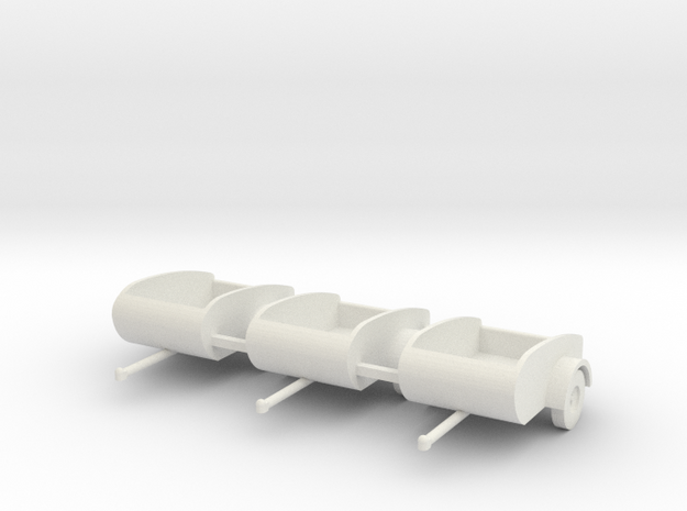 HO scale Tear Drop trailers X3 in SWF in White Natural Versatile Plastic
