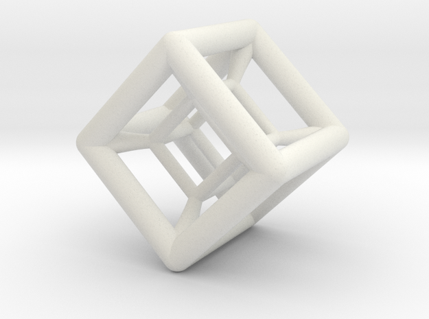 Hypercube Pendant in White Natural Versatile Plastic