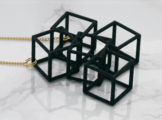 Metaesquema Pendant in Black Natural Versatile Plastic