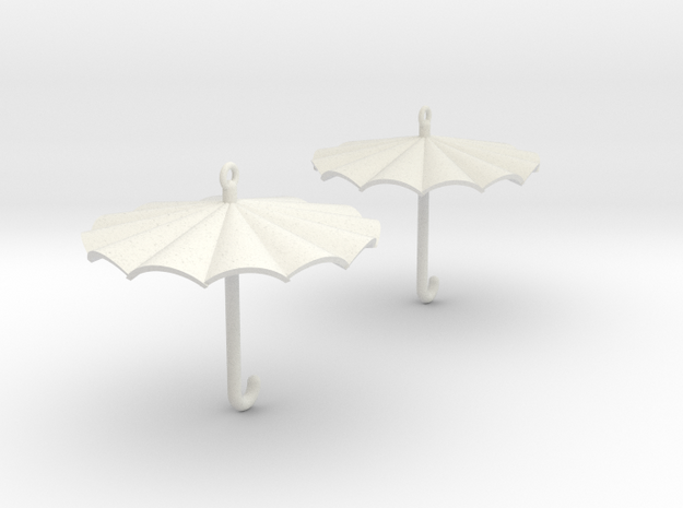 Umbrella Earrings in White Natural Versatile Plastic