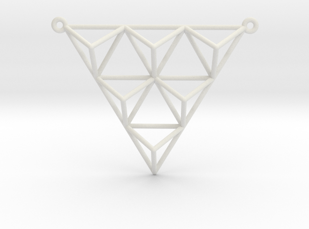 Tetrahedron Pendant 2 in White Natural Versatile Plastic
