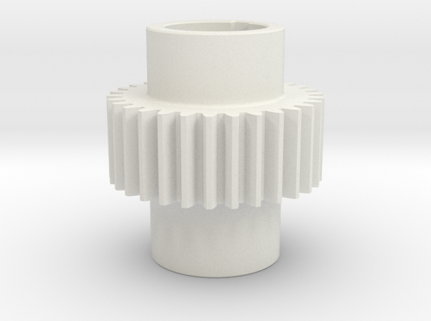 Gear Mn=2 Z=30 Pressure Angle = 20° with keyway in White Natural Versatile Plastic