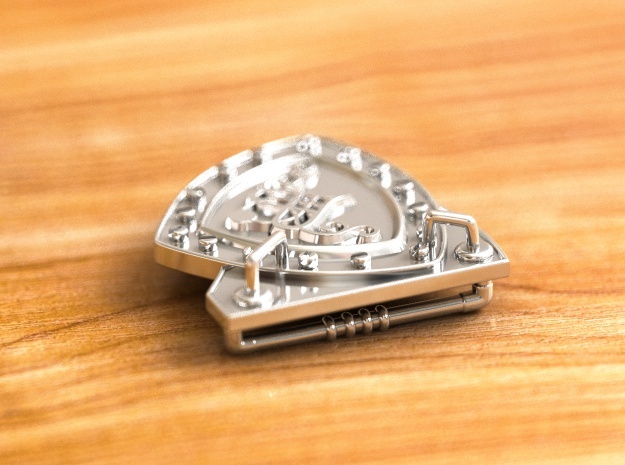 Steam Punk Buckle 35 mm in Polished Silver