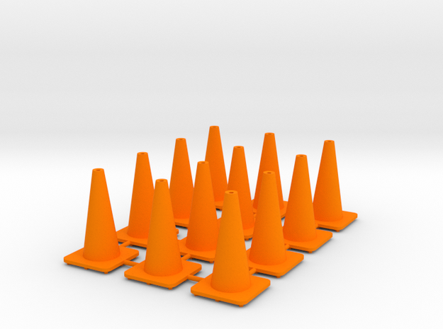 18" traffic cones 1/24th (12) in Orange Processed Versatile Plastic
