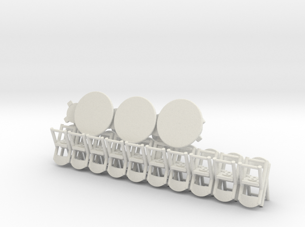 HO Scale 20 Folding Chairs and 6 Round Tables