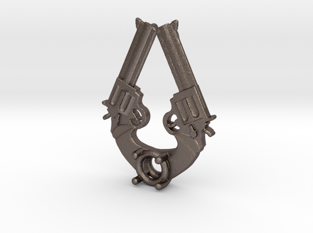 Dueling Pistols Stone in Polished Bronzed Silver Steel