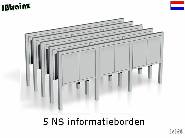 5 NS informatieborden (n-scale) in Tan Fine Detail Plastic