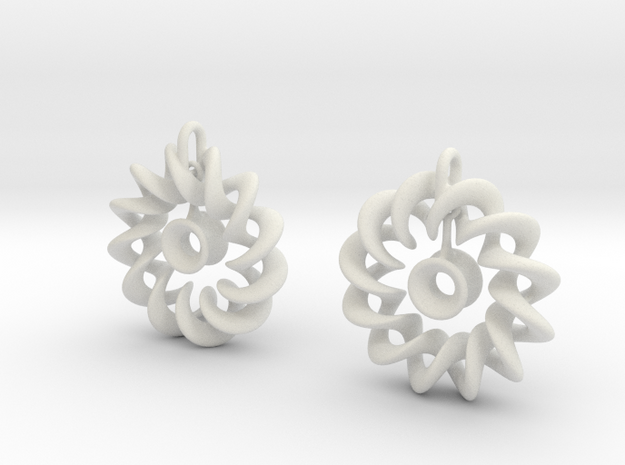 Ear Ring Pendant3 in White Natural Versatile Plastic