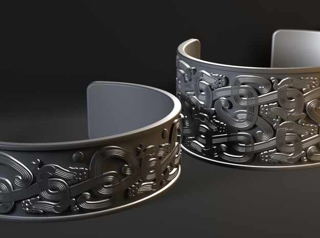Intertwined Dragon Bracelet - 1 row ver 3 in Polished Silver