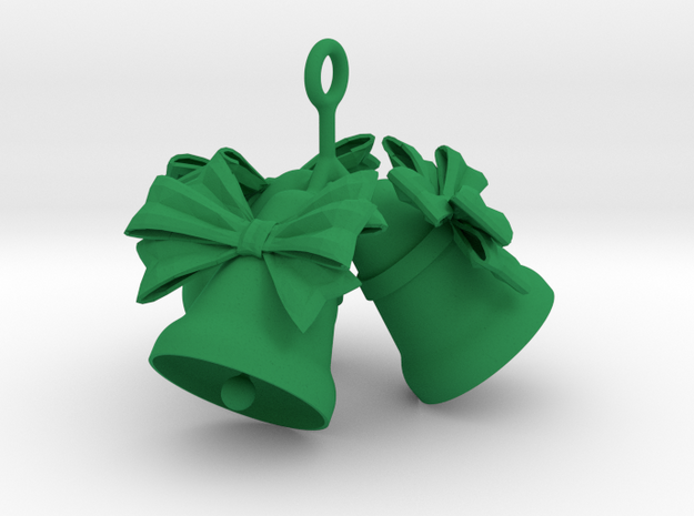 3 Christmas Bells  in Green Processed Versatile Plastic
