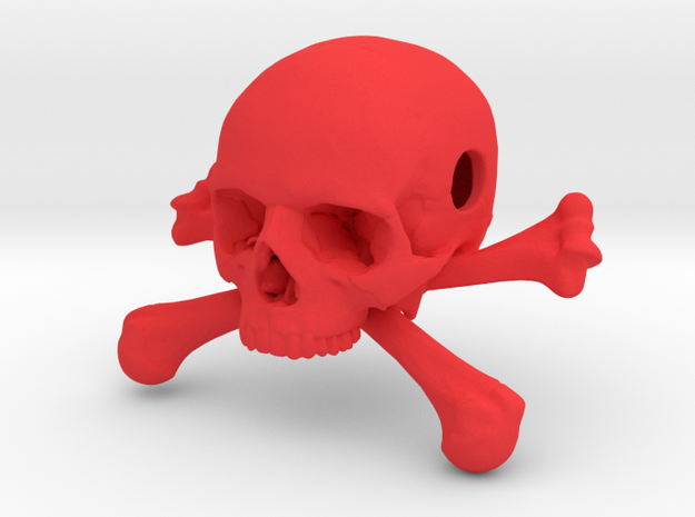 35mm 1.4in Bead Skull & Bones Pendant Crane in Red Processed Versatile Plastic