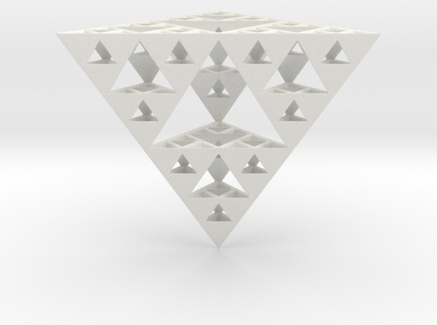Hollow Sierpinski Tetrahedron in White Natural Versatile Plastic