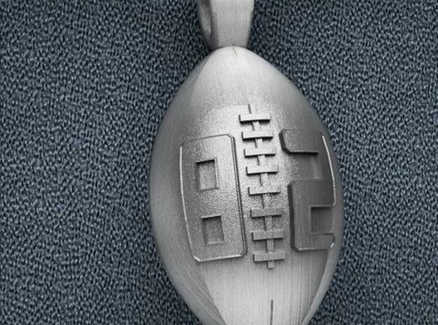 Football Pendant #82 in Polished Bronzed Silver Steel