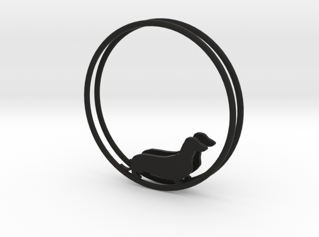 Dachshund Dog Hoop Earrings 40mm in Black Natural Versatile Plastic