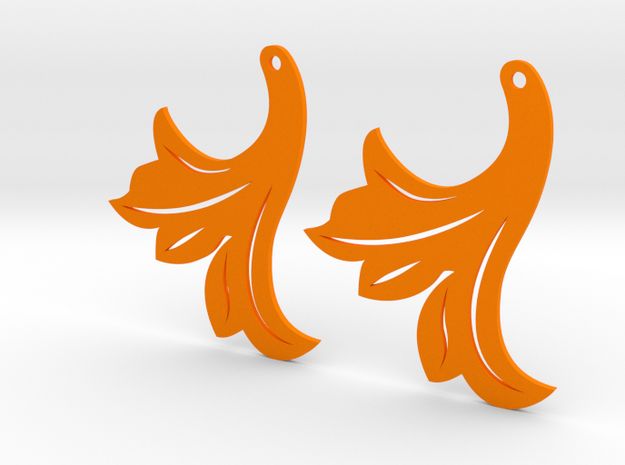 Leaf Earrings 40mm in Orange Processed Versatile Plastic