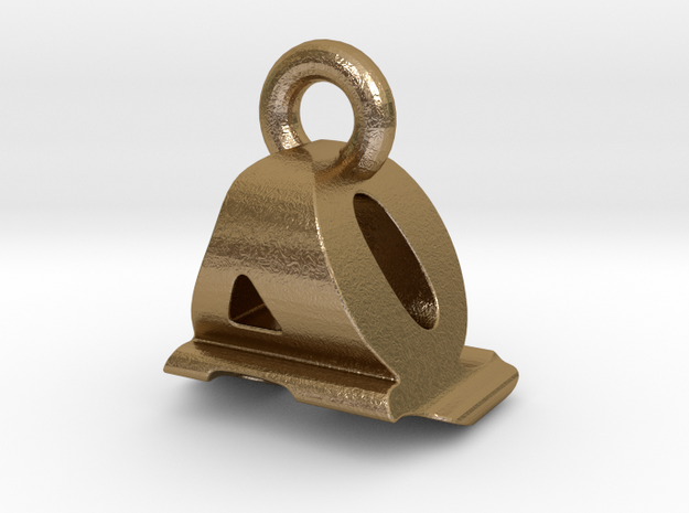 3D Monogram Pendant - AQF1 in Polished Gold Steel