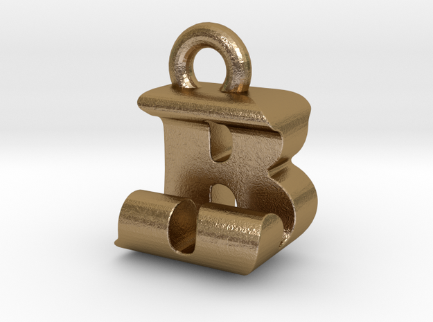 3D Monogram Pendant - BJF1 in Polished Gold Steel