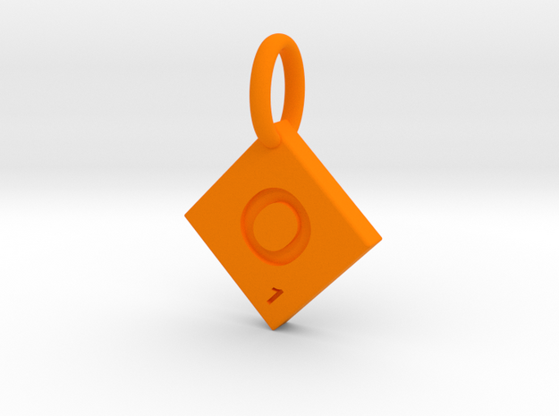 SCRABBLE TILE PENDANT  O  in Orange Processed Versatile Plastic