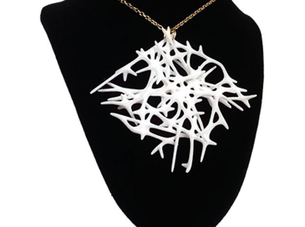 Abstract Mesh Pendant in White Natural Versatile Plastic