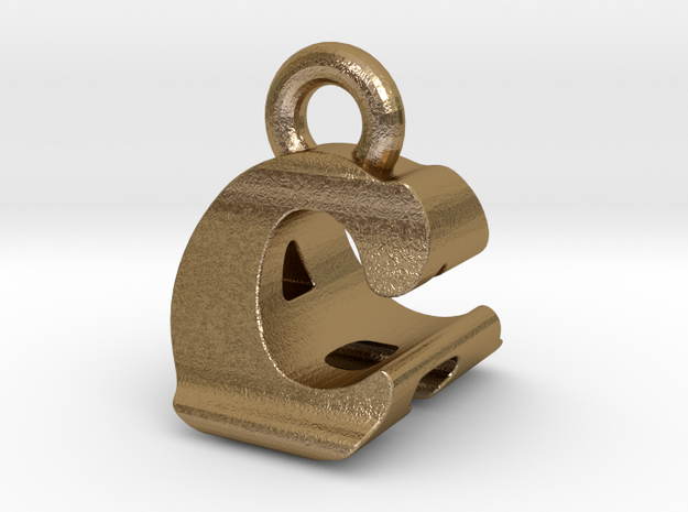 3D Monogram Pendant - CAF1 in Polished Gold Steel