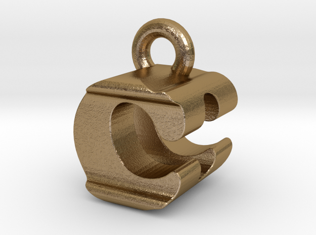 3D Monogram Pendant - CDF1 in Polished Gold Steel