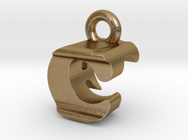 3D Monogram Pendant - CFF1 in Polished Gold Steel