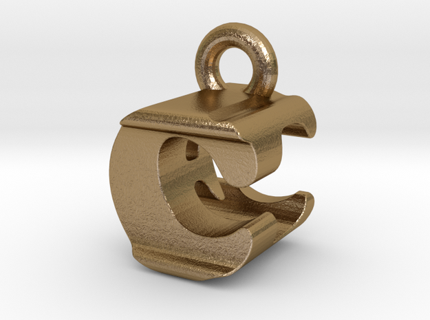 3D Monogram Pendant - CEF1 in Polished Gold Steel