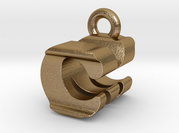 3D Monogram Pendant - CMF1 in Polished Gold Steel