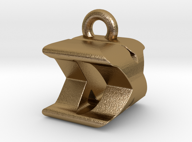 3D Monogram Pendant - DXF1 in Polished Gold Steel
