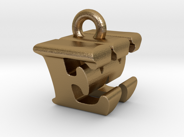 3D Monogram Pendant - EWF1 in Polished Gold Steel