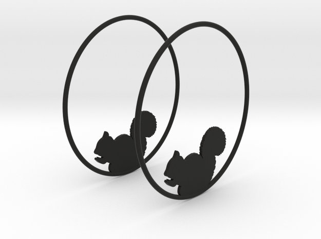 Squirrel Hoop Earrings 50mm in Black Natural Versatile Plastic
